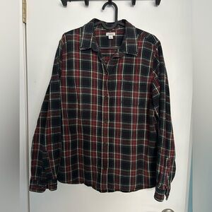 L.L. Bean Plaid Button Down Shirt - Red and Green